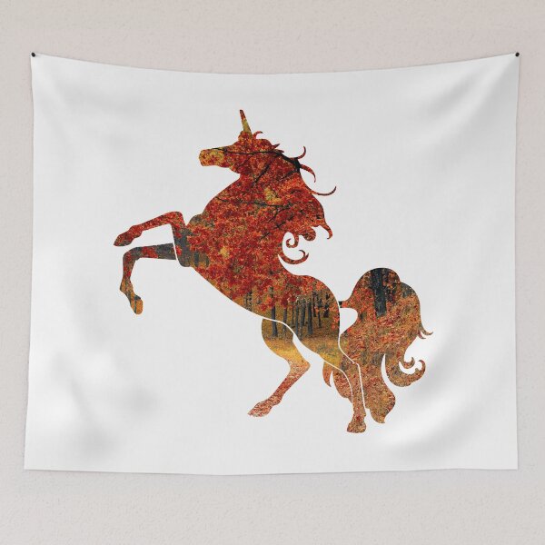 Item preview, Wanderlust Unicorn Silhouette with Autumn Forest Landscape, Trees designed and sold by Kinisis.