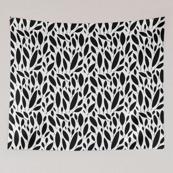 Item preview, black and white leaves pattern. Scandinavian stye designed and sold by Dustick.
