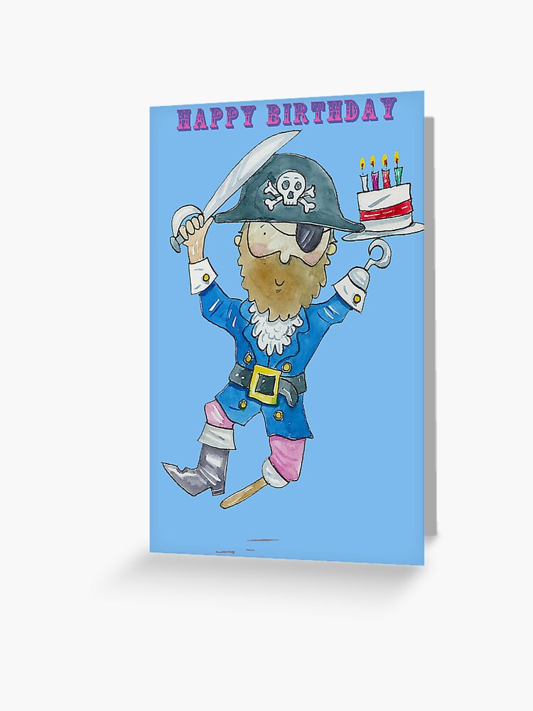 Carte De Vœux Joyeux Anniversaire Jolly Pirate Par Andylanhamart Redbubble