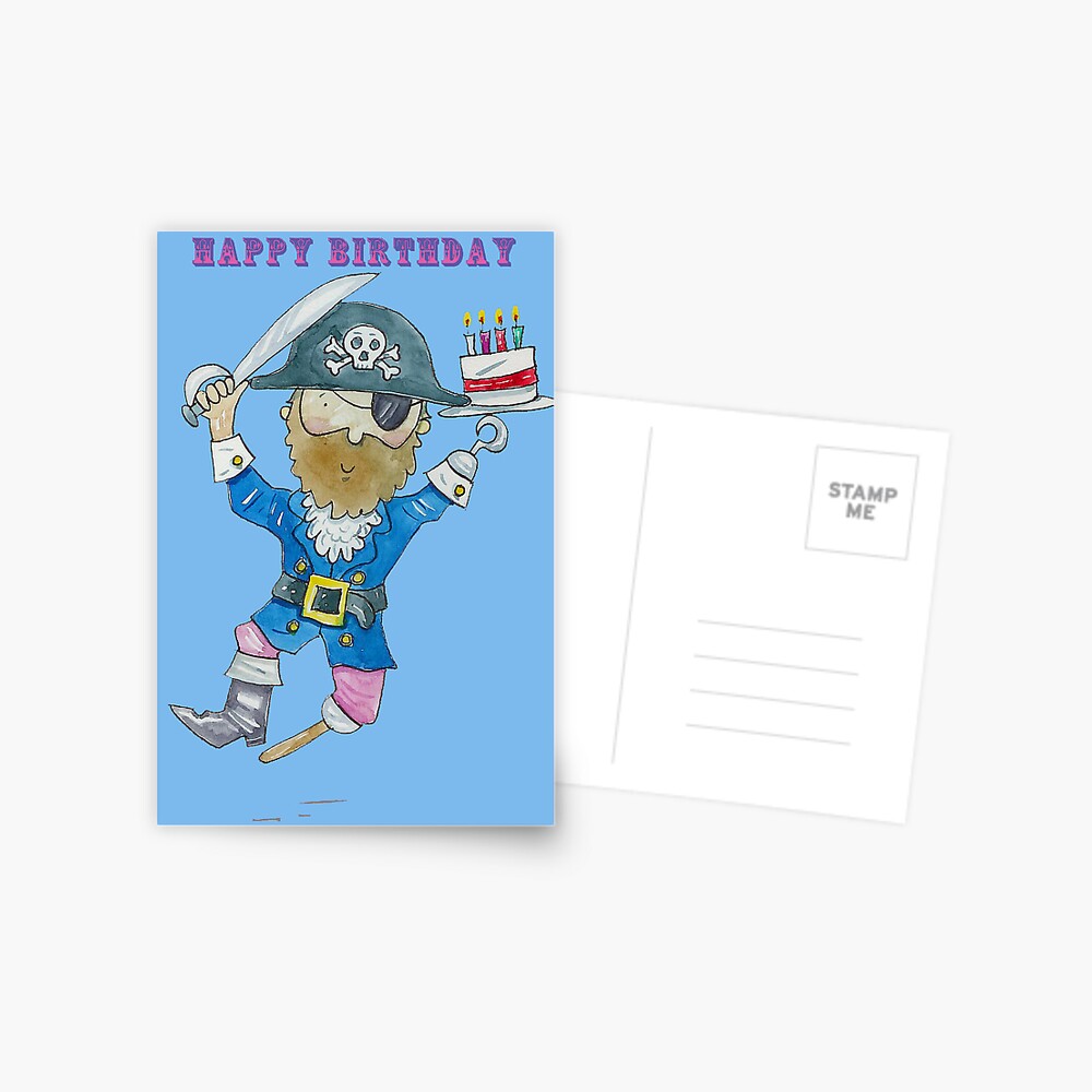 Carte De Vœux Joyeux Anniversaire Jolly Pirate Par Andylanhamart Redbubble