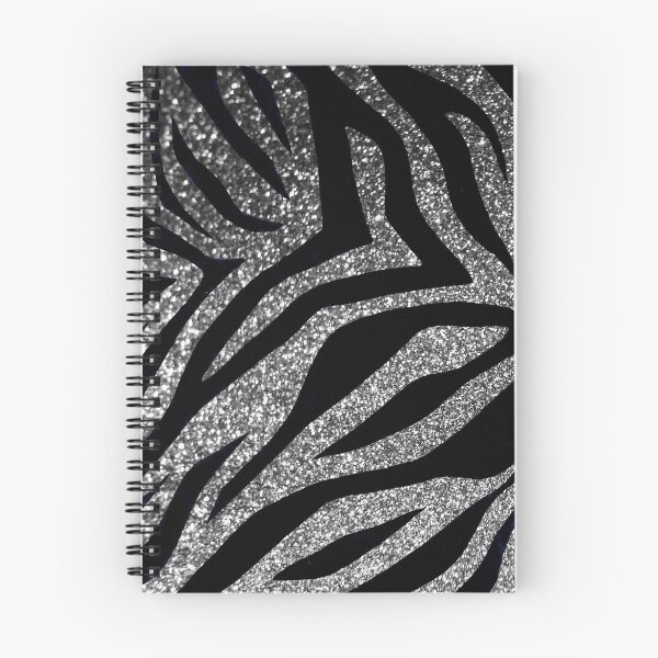Artikelvorschau, Fotografisches Bild eines silbernen Glitzer-Zebradrucks entworfen und verkauft von CrazyCraftLady.