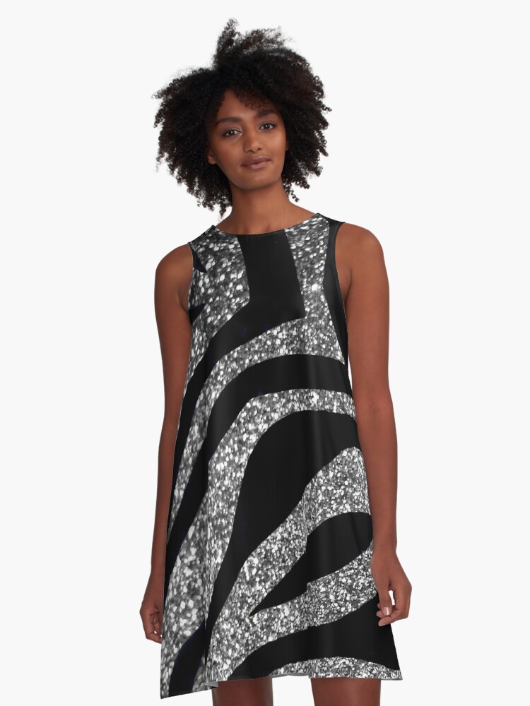 Black and 2024 silver striped dress