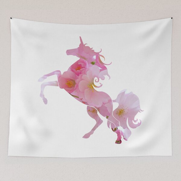Item preview, Unicorn Silhouette with sakura, japanese cherry blossom designed and sold by Kinisis.