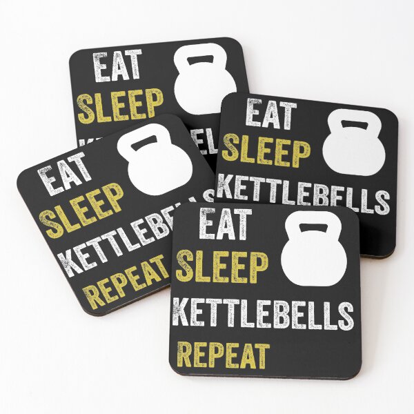 Item preview, Eat sleep kettlebells repeat yellow theme designed and sold by bubblediva.