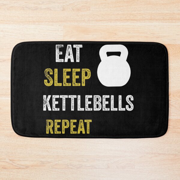 Item preview, Eat sleep kettlebells repeat yellow theme designed and sold by bubblediva.
