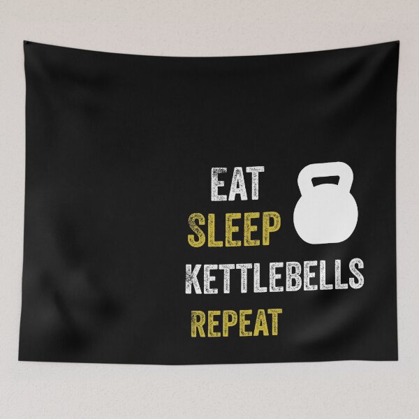 Item preview, Eat sleep kettlebells repeat yellow theme designed and sold by bubblediva.