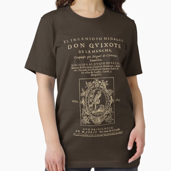 Vista previa del artículo con la obra «Cervantes, Don Quijote de la Mancha. Versión de ropa oscura», diseñado y vendido por bibliotee.