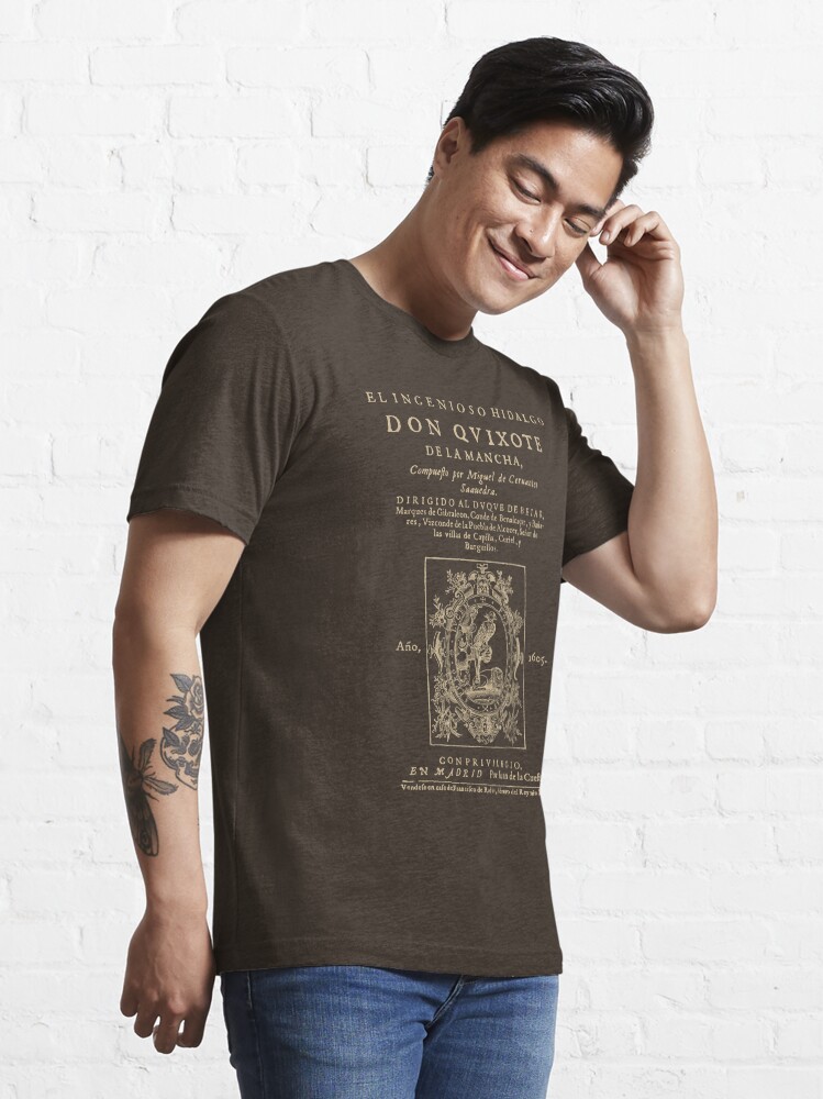 Vista alternativa de Camiseta esencial Cervantes, Don Quijote de la Mancha. Versión de ropa oscura