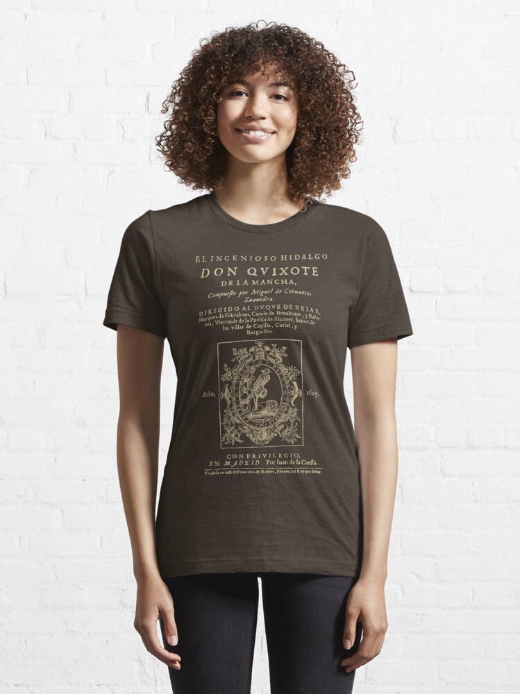 Vista alternativa de Camiseta esencial Cervantes, Don Quijote de la Mancha. Versión de ropa oscura