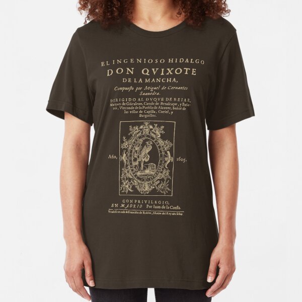 Cervantes, Don Quijote de la Mancha. Versión de ropa oscura Camiseta ajustada