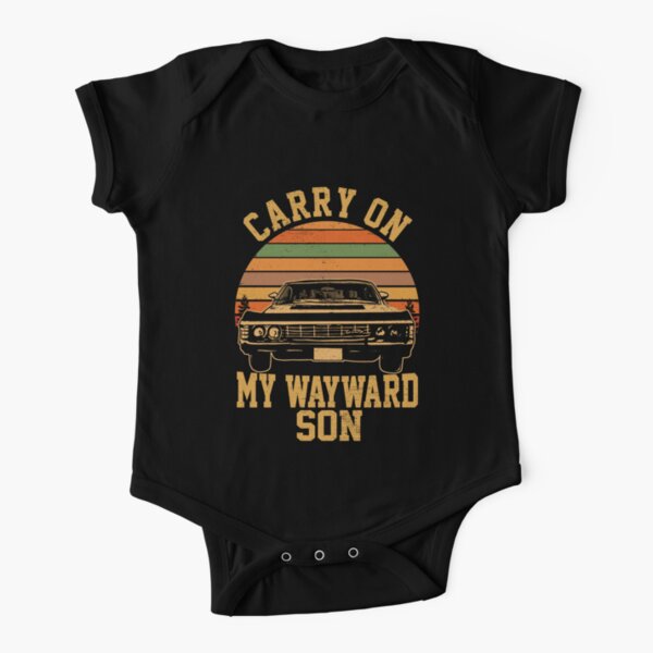 Carry on my Wayward Son, supernatural Vintage sunset distressed style child bodysuit Short Sleeve Baby One-Piece