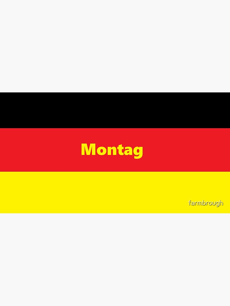 Thumbnail 3 of 3, Sticker, Montag - Monday in German, with a German flag background designed and sold by farmbrough.