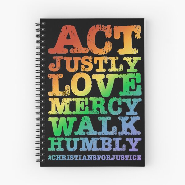 Item preview, Christians for Justice: Act Justly, Love Mercy, Walk Humbly (distressed rainbow text) designed and sold by Ofeefee.