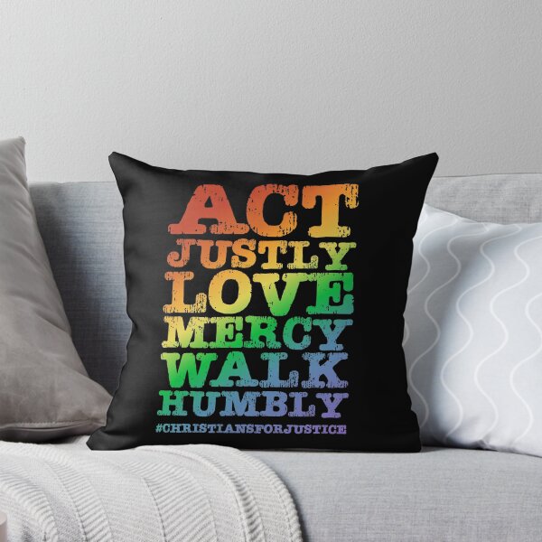 Item preview, Christians for Justice: Act Justly, Love Mercy, Walk Humbly (distressed rainbow text) designed and sold by Ofeefee.
