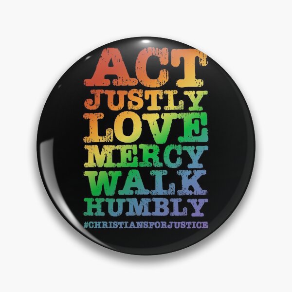 Item preview, Christians for Justice: Act Justly, Love Mercy, Walk Humbly (distressed rainbow text) designed and sold by Ofeefee.