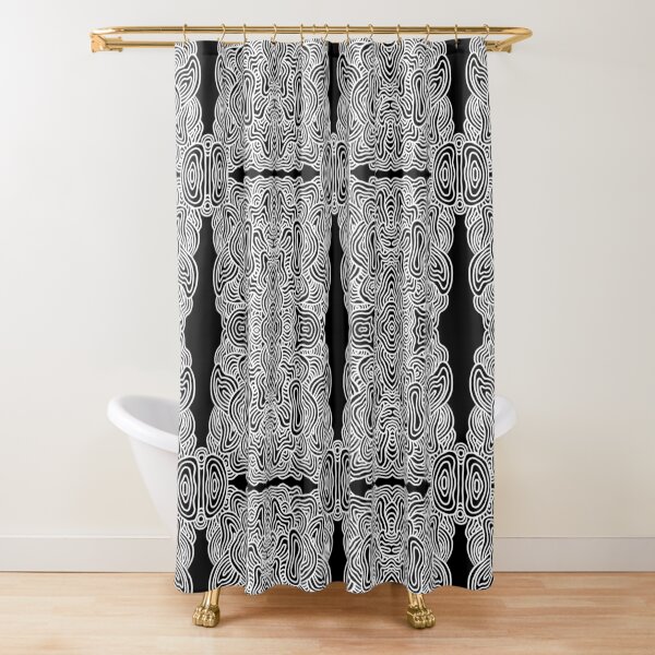 Monochrome Kaleidoscope Shower Curtain