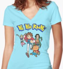 Pokemon + Ni No Kuni = Pokuni? Ninokémon? Women's Fitted V-Neck T-Shirt