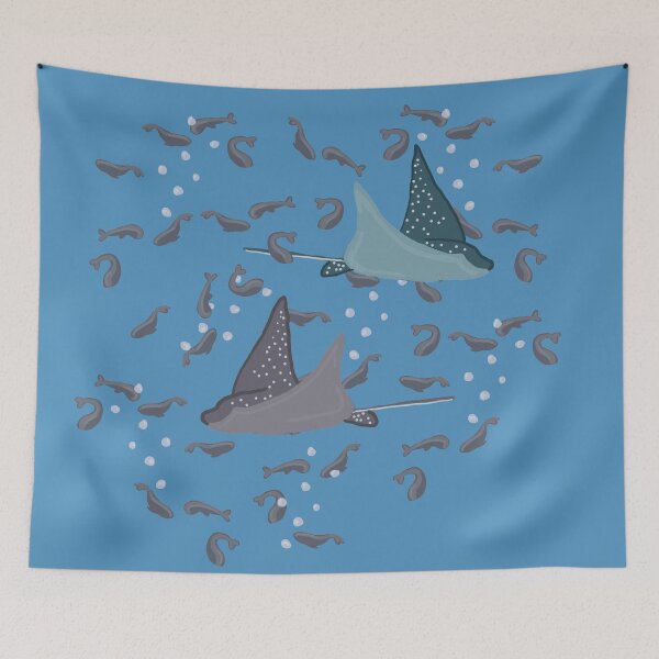 Item preview, Manta rays in a sea of fish designed and sold by Squiddllr.