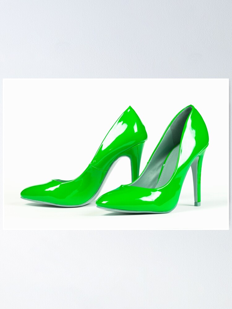 green high heel shoes