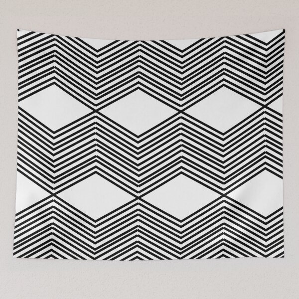 Item preview, Bold Mid Century Mod Lines and Shapes in Black and White designed and sold by JuneJournal.