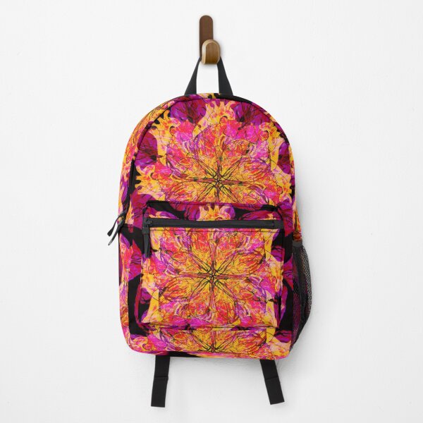 Item preview, Human Heart Floral Star Pattern Design Black Red Magenta Yellow Human Anatomy Art designed and sold by GRAPHICxBOMB.