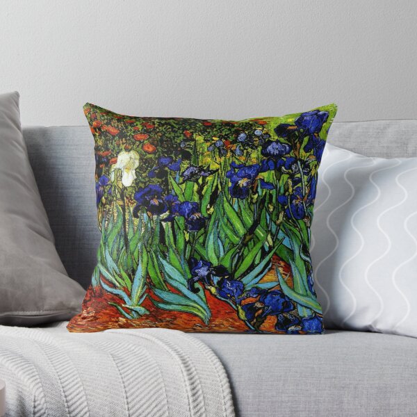 "Irises" - Vincent van Gogh Fine Art Throw Pillow