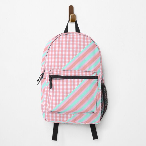 Item preview, Gingham Pink + Blue Stripe designed and sold by ArtInLifestyle.