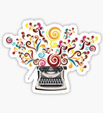 Creativity - typewriter with abstract swirls Sticker