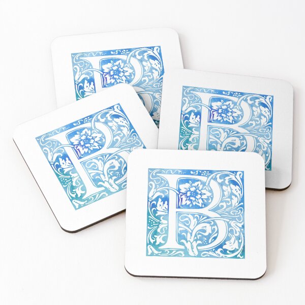 Artikelvorschau, Der Buchstabe B Schönes Blumenstrauß-blaues Aquarell mit erstaunlichem Ornament entworfen und verkauft von yacine12353.