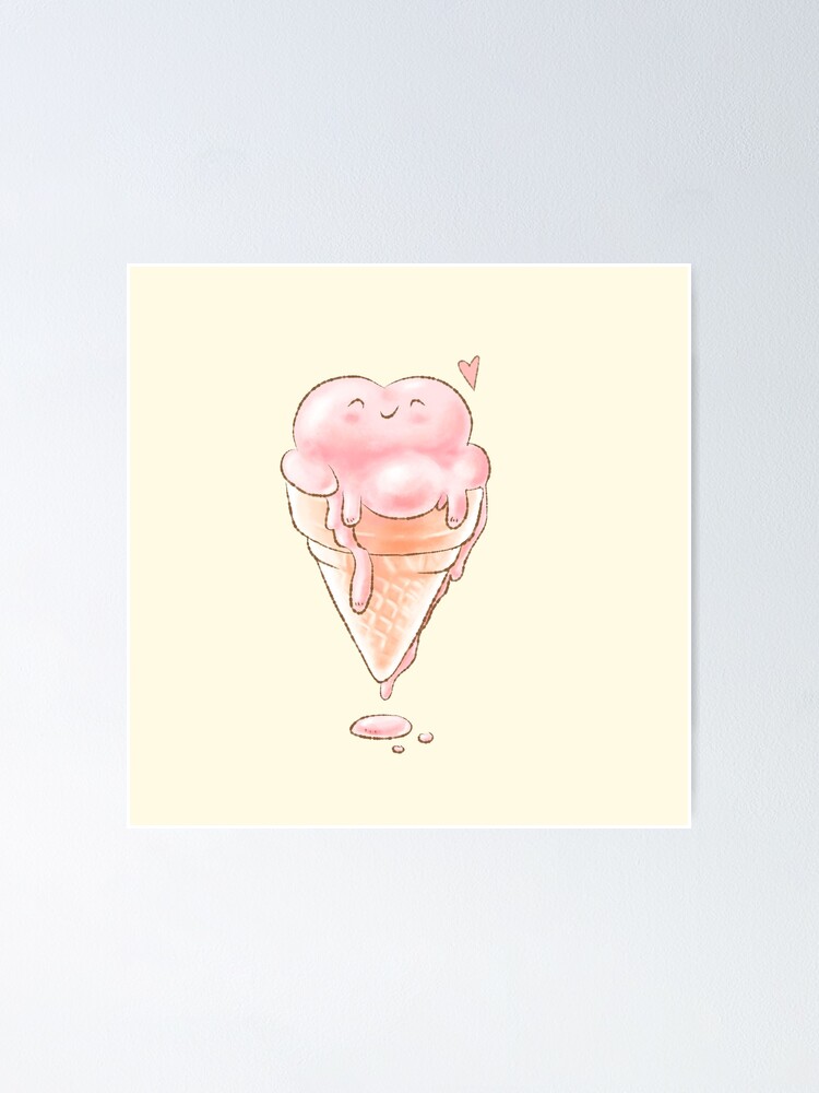 "Ice Cream Lover Cute Melting Strawberry Ice Cream Cone" Poster for Sale by VergeOfTears