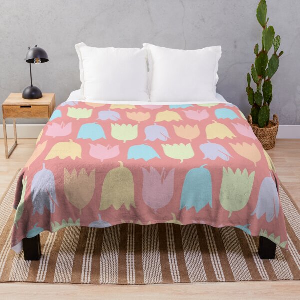 Item preview, Baby Bells fashion print, large-scale digital floral, pretty pastels on coral pink designed and sold by Susan Marie Williams.