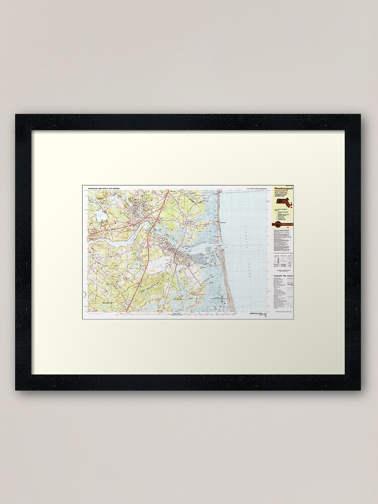 Alternate view of Massachusetts USGS Historical Topo Map MA Newburyport 353171 1985 25000 Framed Art Print