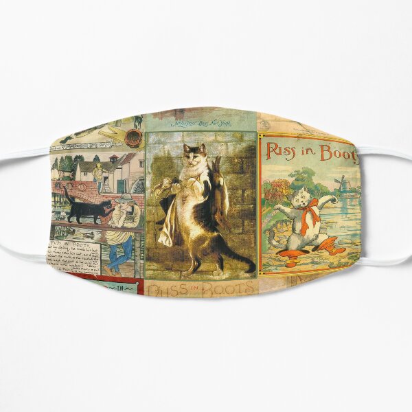 Vintage Puss in Boots Christmas Montage Flat Mask