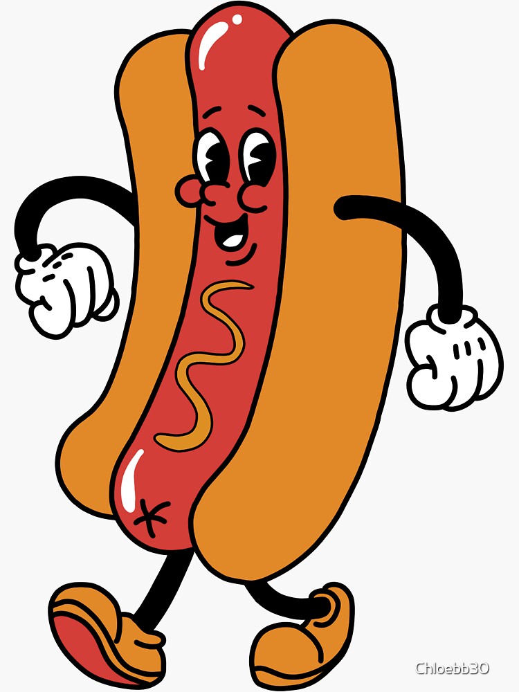 Hot Dog Cartoon Sticker for Sale by Chloebb30