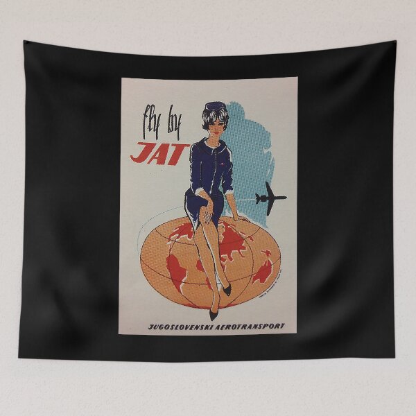 Item preview, Fly by JAT vintage travel poster designed and sold by stickart-marek.