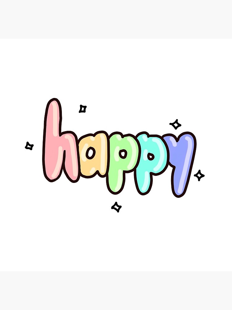 the word happy in bubble letters
