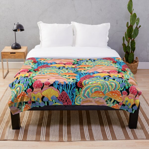 Fungi World (Mushroom world) - BKBG Throw Blanket