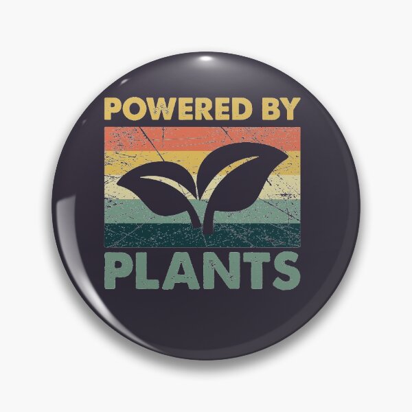 Vintage Powered By Plants Vegan Vegetarian Pin