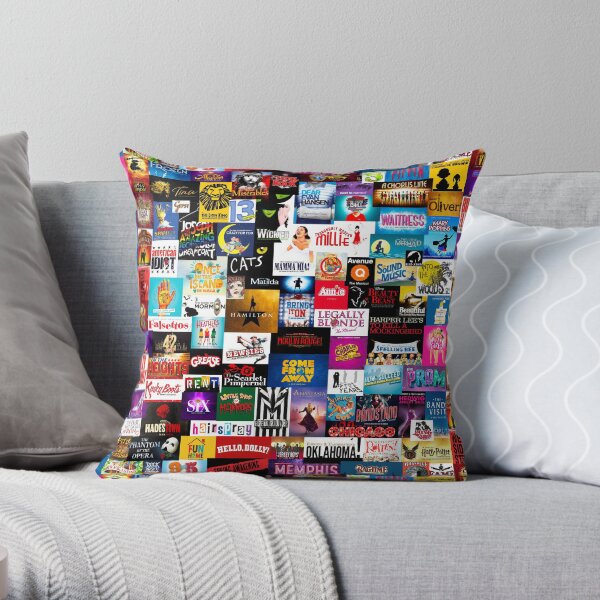 Broadway Show Logo Collage Throw Pillow