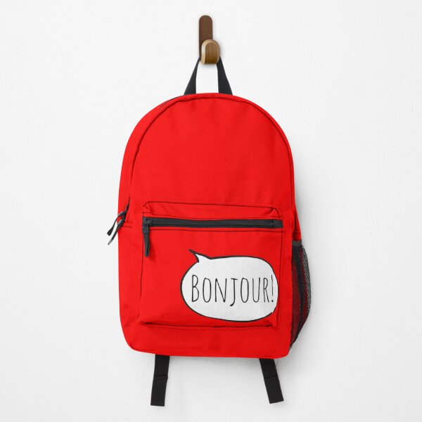 Item preview, Cheerful BONJOUR! with white speech bubble on red (Français / French) designed and sold by Ofeefee.