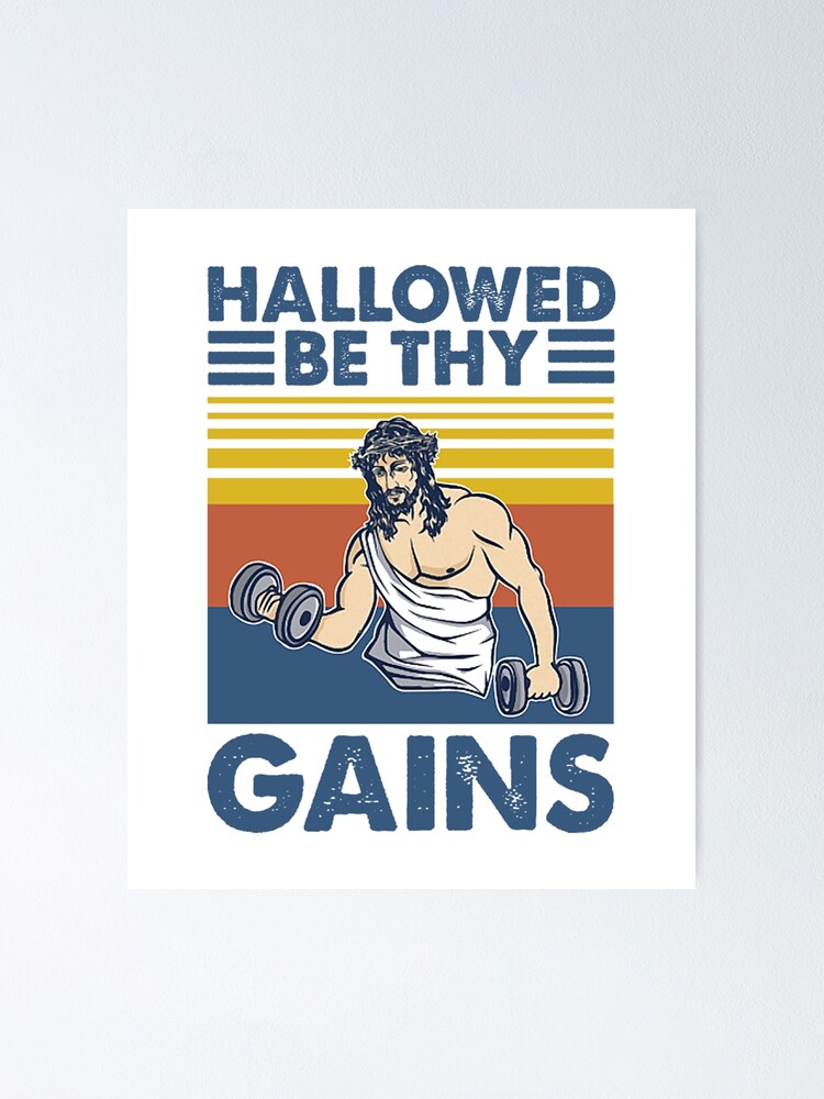 Hallowed Be Thy Gains Jesus Weight Lifting Workout' Water Bottle