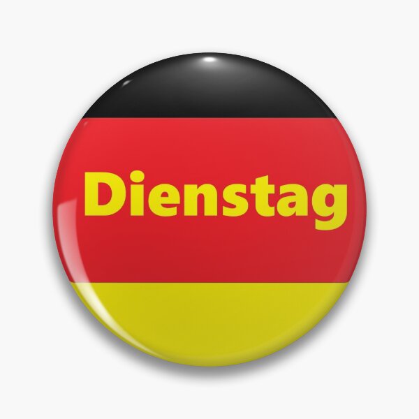 Artikelvorschau, das deutsche Wort für Dienstag auf dem deutschen Flaggenhintergrund entworfen und verkauft von farmbrough.
