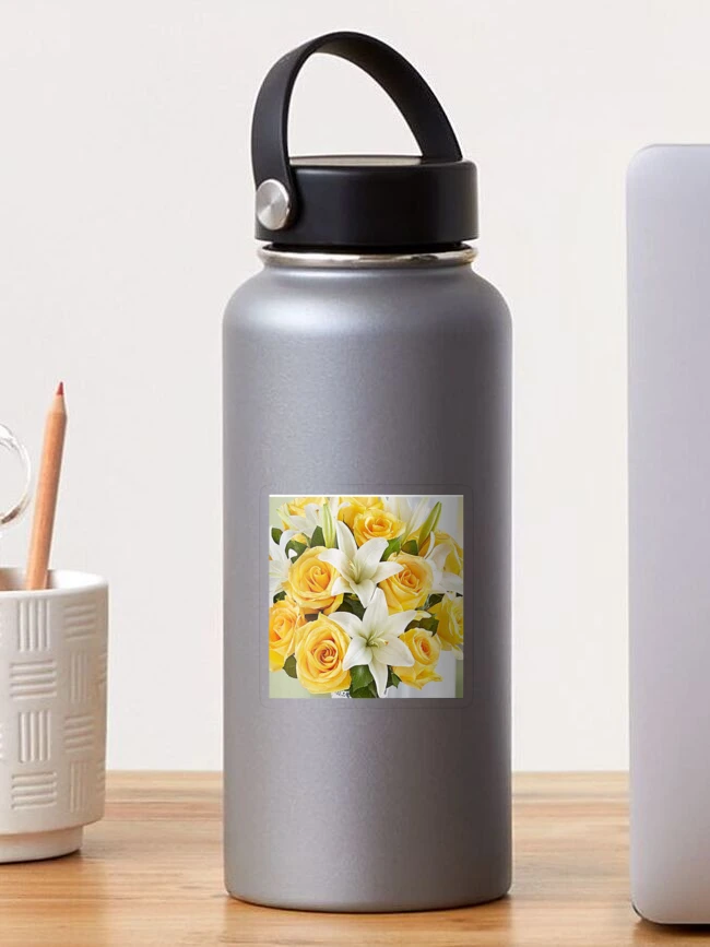 Thumbnail 1 of 3, Sticker, YELLOW ROSES AND WHITE LILIES designed and sold by Code7c.