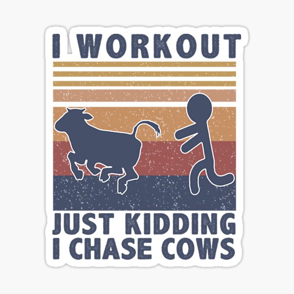 Aperçu de l'œuvre Je m'entraîne, je plaisante, je chasse des vaches vintage créée et vendue par Carloscar112.