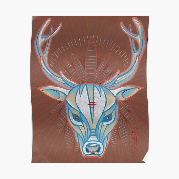 blue elk totem spirit animal. Poster