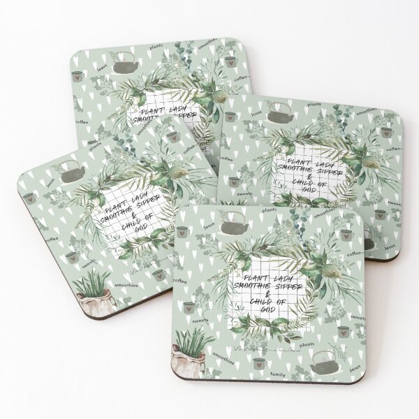 Item preview, Plant Lady, Smoothie Sipper, and Child of God sage green design with white hearts, country style living designed and sold by 1NationUnderGod.