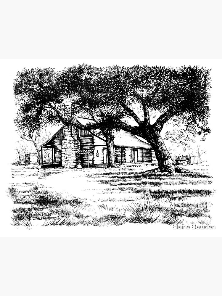 "The Log House at the Johnson Settlement" Framed Art Print by