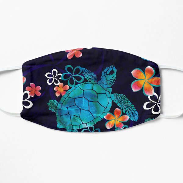 Sea Turtle with Flowers Flat Mask