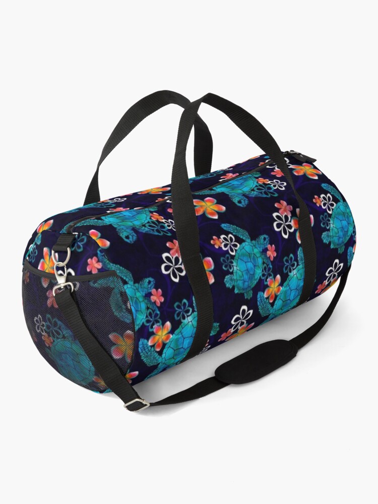 Alternate view of Sea Turtle with Flowers Duffle Bag