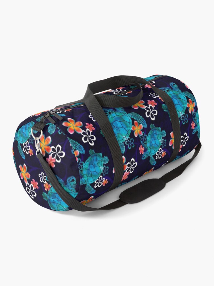 Thumbnail 1 of 3, Duffle Bag, Sea Turtle with Flowers designed and sold by kreinholds.